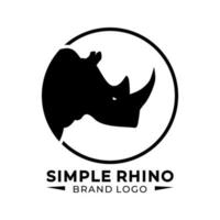 Silhouette of rhino head icon logo design template in a circle good for sport or club team logo vector