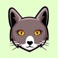 Cute cat with grey color simple vector illustration for printing