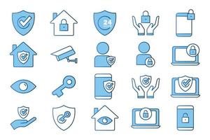 Protect icon set. icon related to security. Flat line icon style. Simple vector design editable