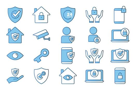 Protect icon set. icon related to security. Flat line icon style. Simple vector design editable