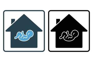Baby house icon illustration. icon related to baby care. Solid icon style. Simple vector design editable