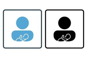 Holding baby icon. icon related to baby care. Solid icon style. Simple vector design editable