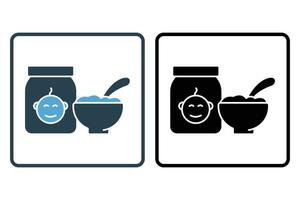 Baby food icon illustration. icon related to baby care. Solid icon style. Simple vector design editable