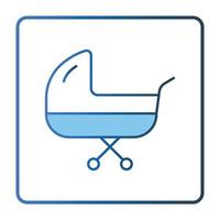 Baby carriage icon illustration. icon related to baby care. Lineal color icon style, two tone icon. Simple vector design editable