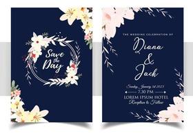 Invitation Card with beautiful blooming floral watercolor background. Elegant wedding card with beautiful floral vector. Beautiful hand drawing Wedding invitation design pink rose invitation template. vector