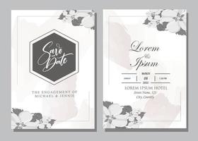 Invitation Card with beautiful blooming floral watercolor background. Elegant wedding card with beautiful floral vector. Beautiful hand drawing Wedding invitation design pink rose invitation template. vector