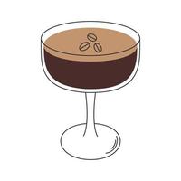 Cocktail Espresso Martiniin a glass with coffee beans. Isolated vector illustration of a cocktail on a white background.