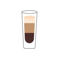 Alcoholic cocktail shot b-52. Cocktail glass minimal vector illustration of a thin line.