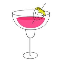 Mojito cocktail. Strawberry mojito in a glass. Flat illustration on a white background vector