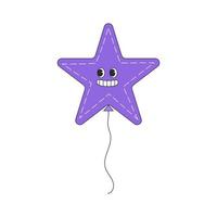 Purple balloon is a star. Groovy star. Balloon isolated on white background. Happy birthday and party concept. Flat style vector illustration.