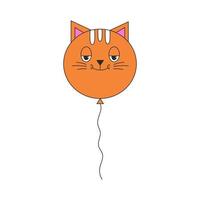 Red ballon cat. Balloon isolated on white background. Happy birthday and party concept. Flat style vector illustration.