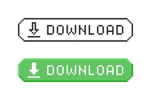 Download icon. Retro pixel symbols. vector