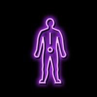 lower back pain body ache neon glow icon illustration vector