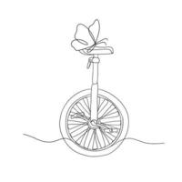 monociclo línea arte, bicicleta contorno dibujo, sencillo deporte bosquejo, bicicleta vector ilustración, mínimo líneas, gráfico diseño, eps