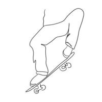 Skateboard Line Art, Skater Outline Drawing, Simple Sketch, Outdoor Activities, Vector Illustration, Minimal, Hobby Sport Lines, Graphic Design, eps