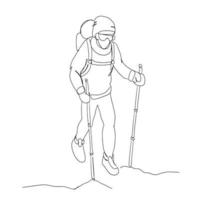 Hike Line Art, Hiking Outline Drawing, Hiker Simple Sketch, Outdoor Activities, Vector Illustration, Minimal Nature, Explorer, Hobby Sport Lines, Graphic Design, eps