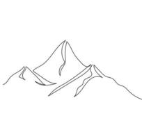 Minimalist Mountain Line Art, Landscape Outline Drawing, Simple Scenery Sketch, Sun Illustration, Nature Artwork, Vector Design, Hand Drawn