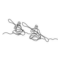 Minimalist Rowing Line Art, Kayak Outline Drawing, Canoe Rafting Illustration, Vector Boat, Sport