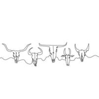 Minimalist Western Line art, Cowboy, Bull Steer,Skull Sketch, Wild West Drawing, Simple Country, Texas vector