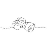 Minimalist Camera Line Art, Photographer Outline Drawing, Photo Illustration, Vector Design, equipment, DSLR