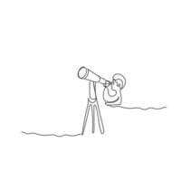 Minimalist Telescope Line art, Science Outline Drawing, Simple Sketch, Vector Illustration