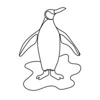 Penguin Line Art, Minimalist Design, Animal Outline Drawing, Simple Sketch, vector Illustration