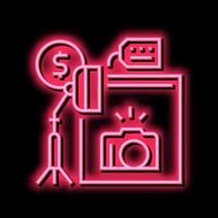 photo camera and studio rental neon glow icon illustration vector