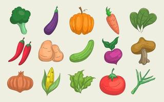 colección de verduras dibujadas a mano vector