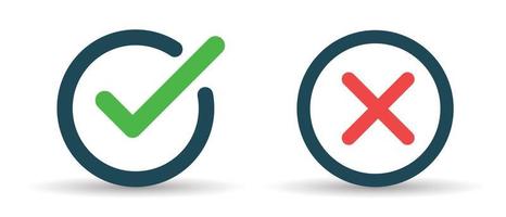 Checkmark and check icon. approve or deny line art vector color icon for apps and websites and ui ux.