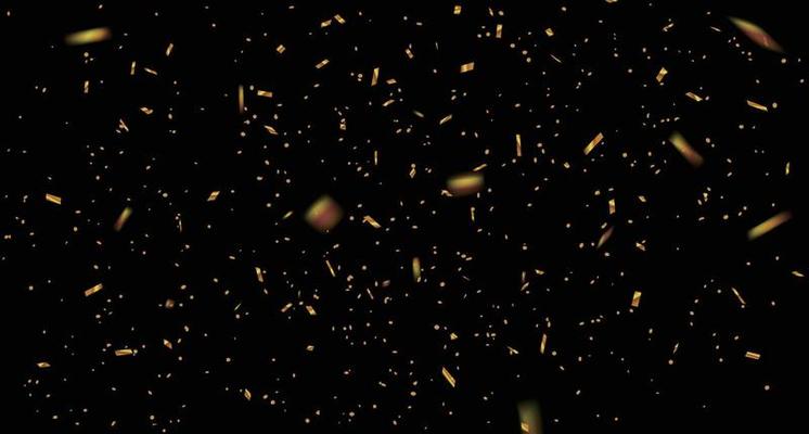 Golden confetti falling from the sky.3d metal confetti and ribbons,luxury background