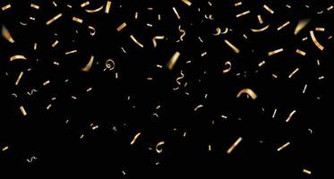 Golden confetti falling from the sky.3d metal confetti and ribbons,luxury background vector