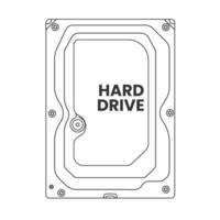 Hard Drive Outline Icon Illustration on Isolated White Background vector