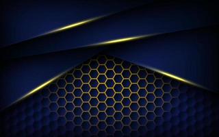 abstract yellow light background gradient shapes. navy blue hexagon mesh pattern decoration. vector