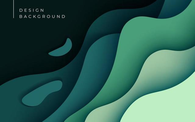 Multi layers green color texture 3D papercut layers in gradient vector banner. Abstract paper cut art background design for website template. Topography map concept or smooth origami paper cut