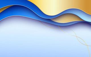 abstract blue gold gradient papercut overlap layers background. eps10 vector