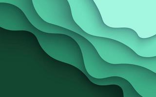 capas de corte de papel 3d de textura de color verde de múltiples capas en banner de vector degradado. diseño de fondo de arte de corte de papel abstracto para plantilla de sitio web. concepto de mapa topográfico o corte de papel de origami suave
