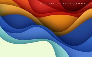 abstract blue, yellow red liquid color papercut wavy layers background. eps10 vector