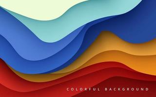 abstract blue, yellow red liquid color papercut wavy layers background. eps10 vector