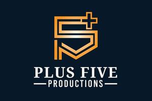 Plus Five Productions P5 Plus Monogram Logo Design Template vector