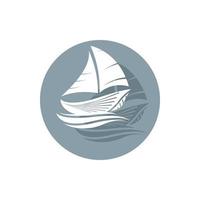 Sailboat boat on sea ocean wave with logo design vector