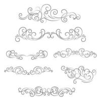 ornamental regla líneas en diferente diseño, decorativo divisores, remolino elementos, vector gráfico elementos para diseño vector elementos