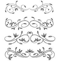 Ornamental Rule Lines in Different Design, Decorative dividers, Swirl elements, Vector graphic elements for design vector elements