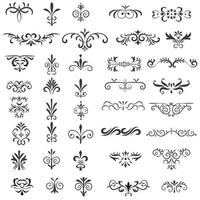 ornamental regla líneas en diferente diseño, decorativo divisores, remolino elementos, vector gráfico elementos para diseño vector elementos