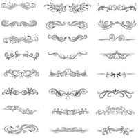 Ornamental Rule Lines in Different Design, Decorative dividers, Swirl elements, Vector graphic elements for design vector elements