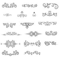 ornamental regla líneas en diferente diseño, decorativo divisores, remolino elementos, vector gráfico elementos para diseño vector elementos