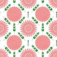 seamless pattern with pink flowers vector
