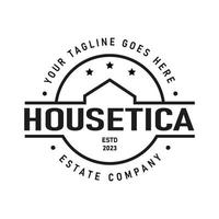 Real Estate  emblem house circle roof logo with stars icon. Housing logo. Vector illustration.