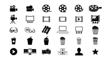 Media player icons collection, Buttons multimedia interface, Cinema icon. Vector