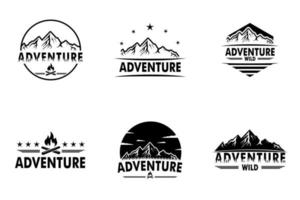 conjunto de montaña aventuras al aire libre Insignia logo icono diseño vector