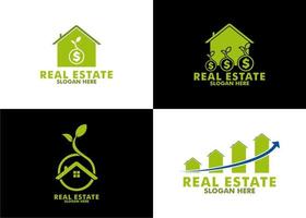 Set of Real Estate logo, save and buy a house, property business increase or profit increase for investment, sell and buy. vector